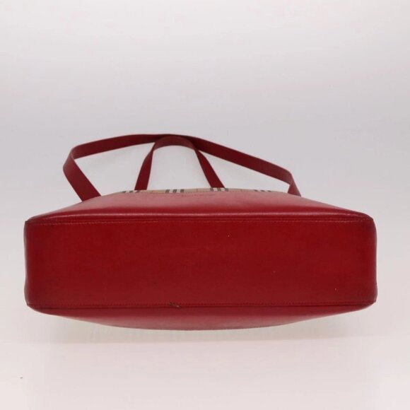 Burberrys Nova Check Tote Bag Canvas Beige Red Auth 78424 - Picture 7 of 16